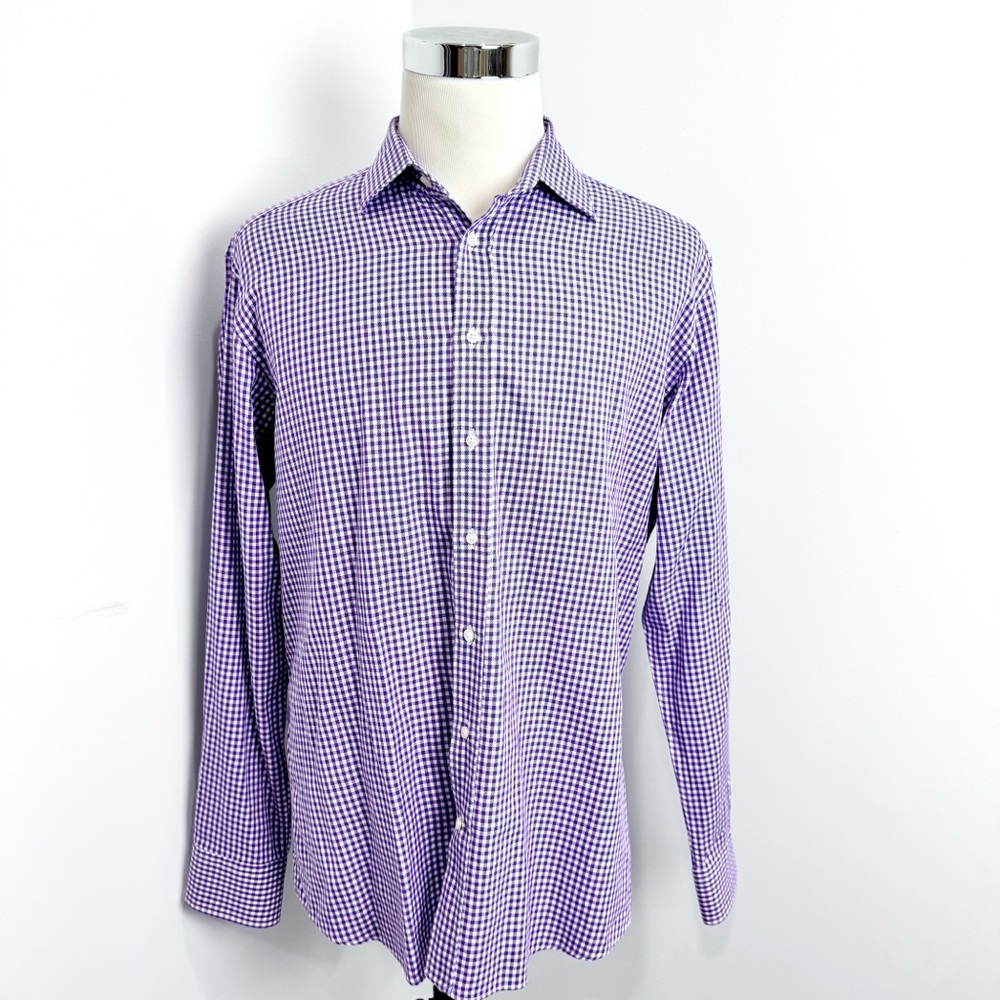 ETRO MILANO MENS LONG SLEEVE BUTTON DOWN DRESS SHIRT 44 Purple